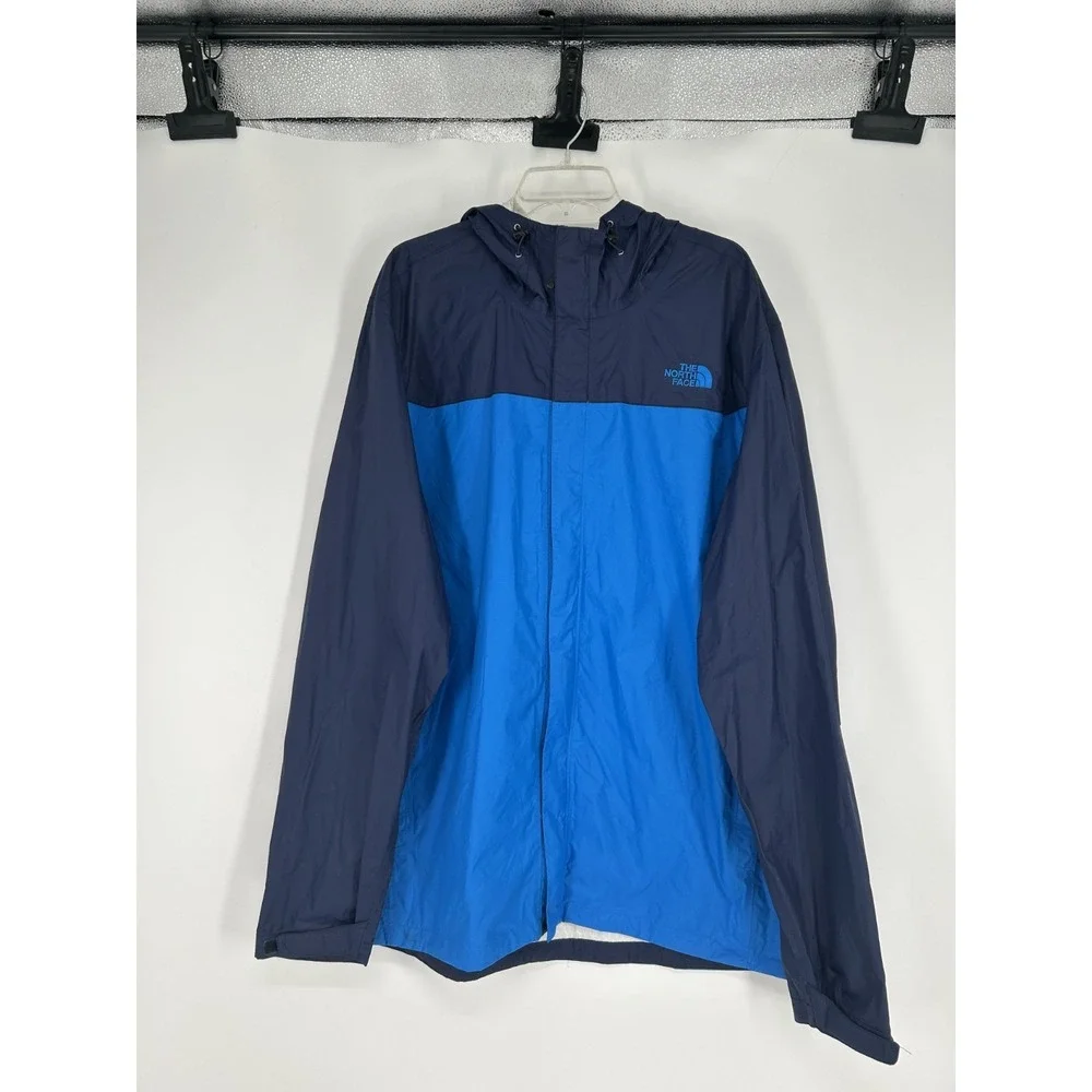 The North Face Rain Windbreaker Jacket Mens 2XL Navy Blue Colorblock Full Zip Up